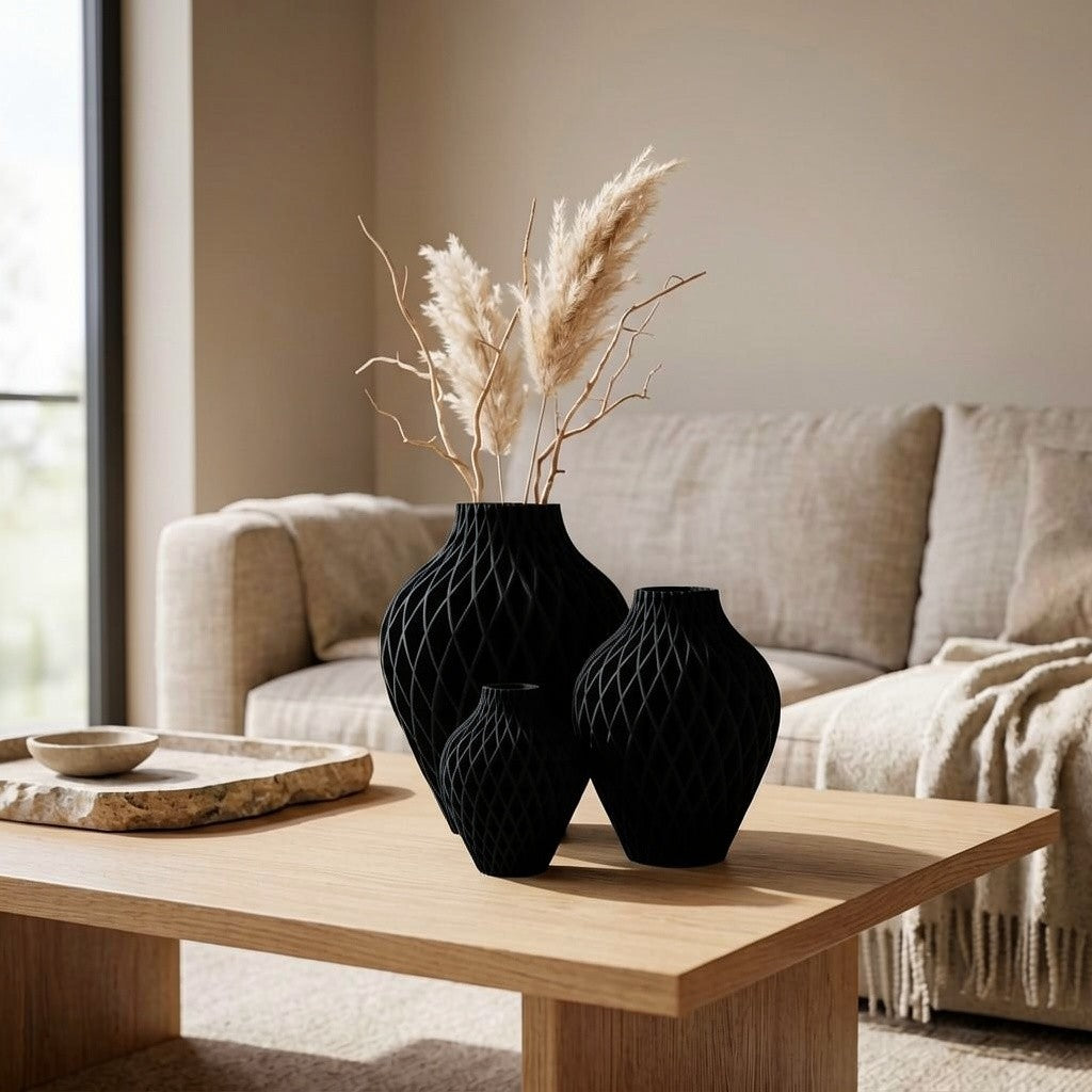 Diamora Set — 3-delige Designvazenset voor een Stijlvol Interieur