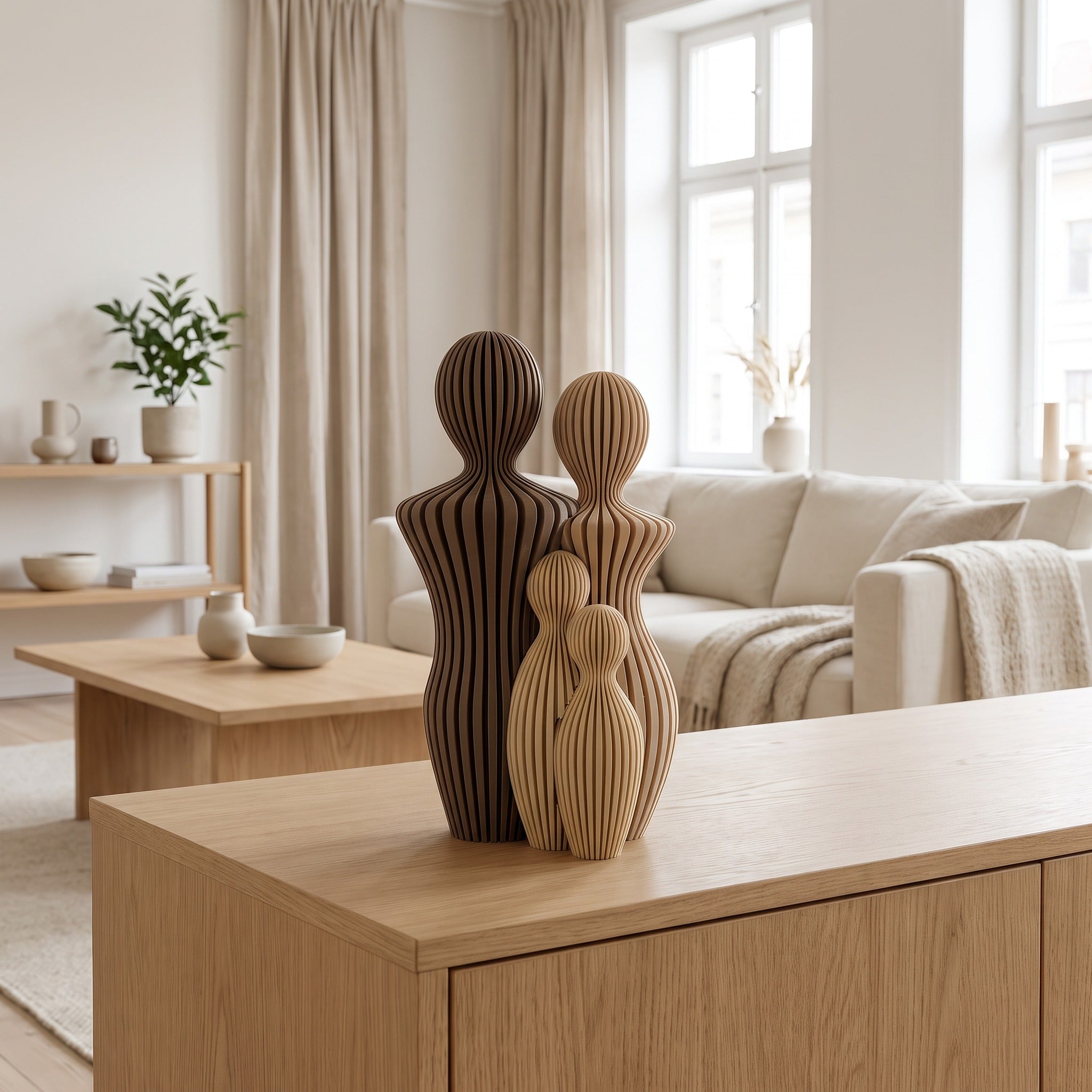 Familie beeldjes gezin met kinderen Earth Tones