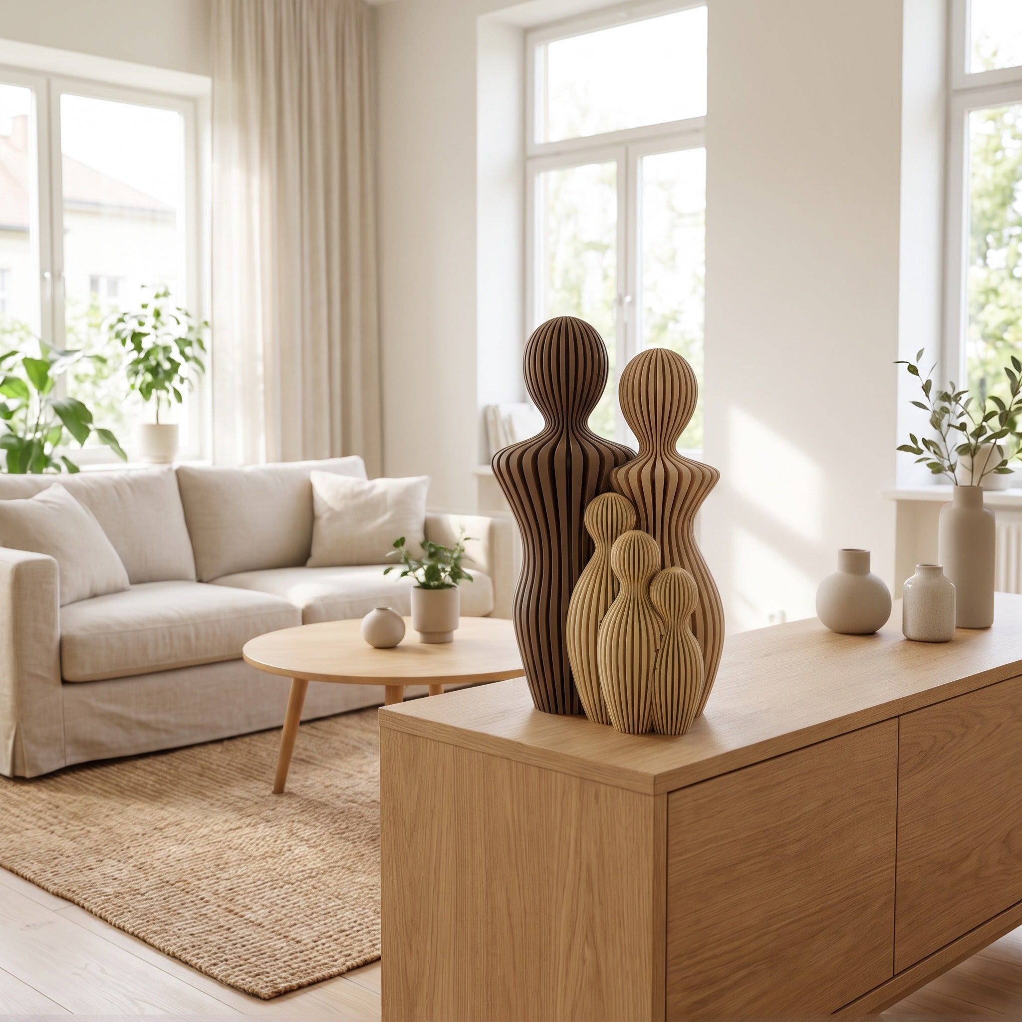 Familie beeldjes gezin met kinderen Earth Tones