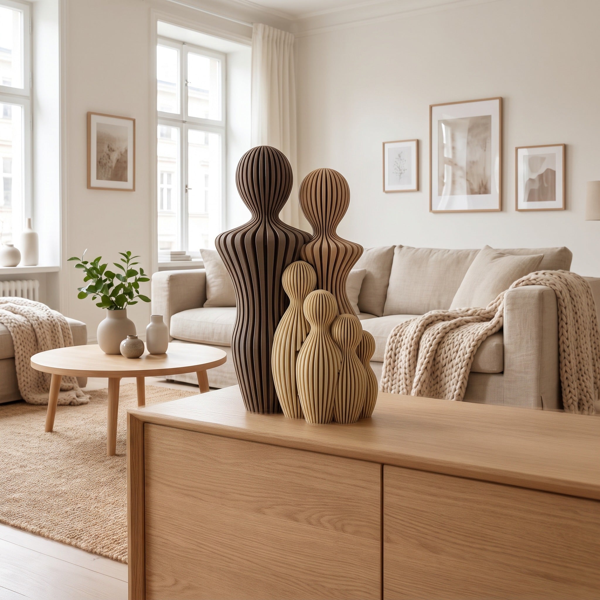 Familie beeldjes gezin met kinderen Earth Tones
