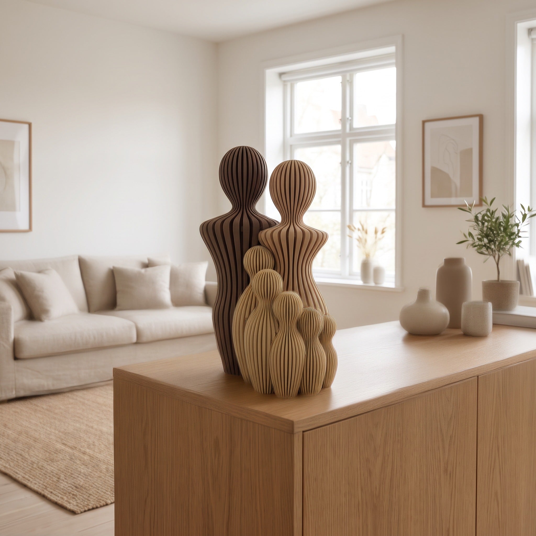 Familie beeldjes gezin met kinderen Earth Tones