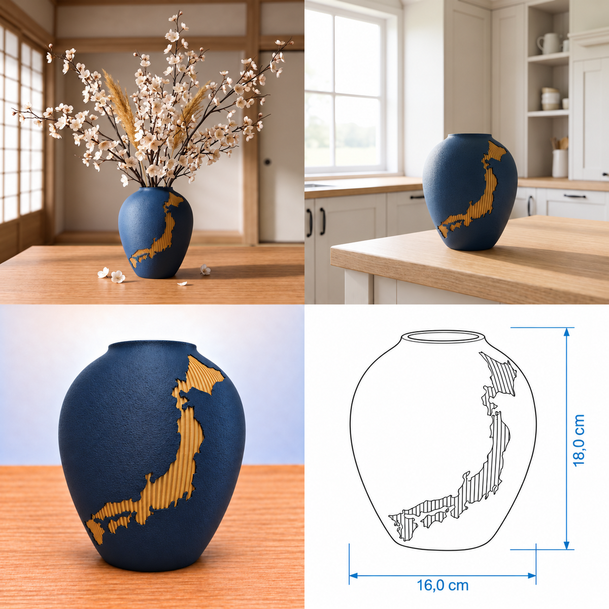 Kintsu Nihon Vaas – Japandi Vaas met Japan-motief | Crafted3D