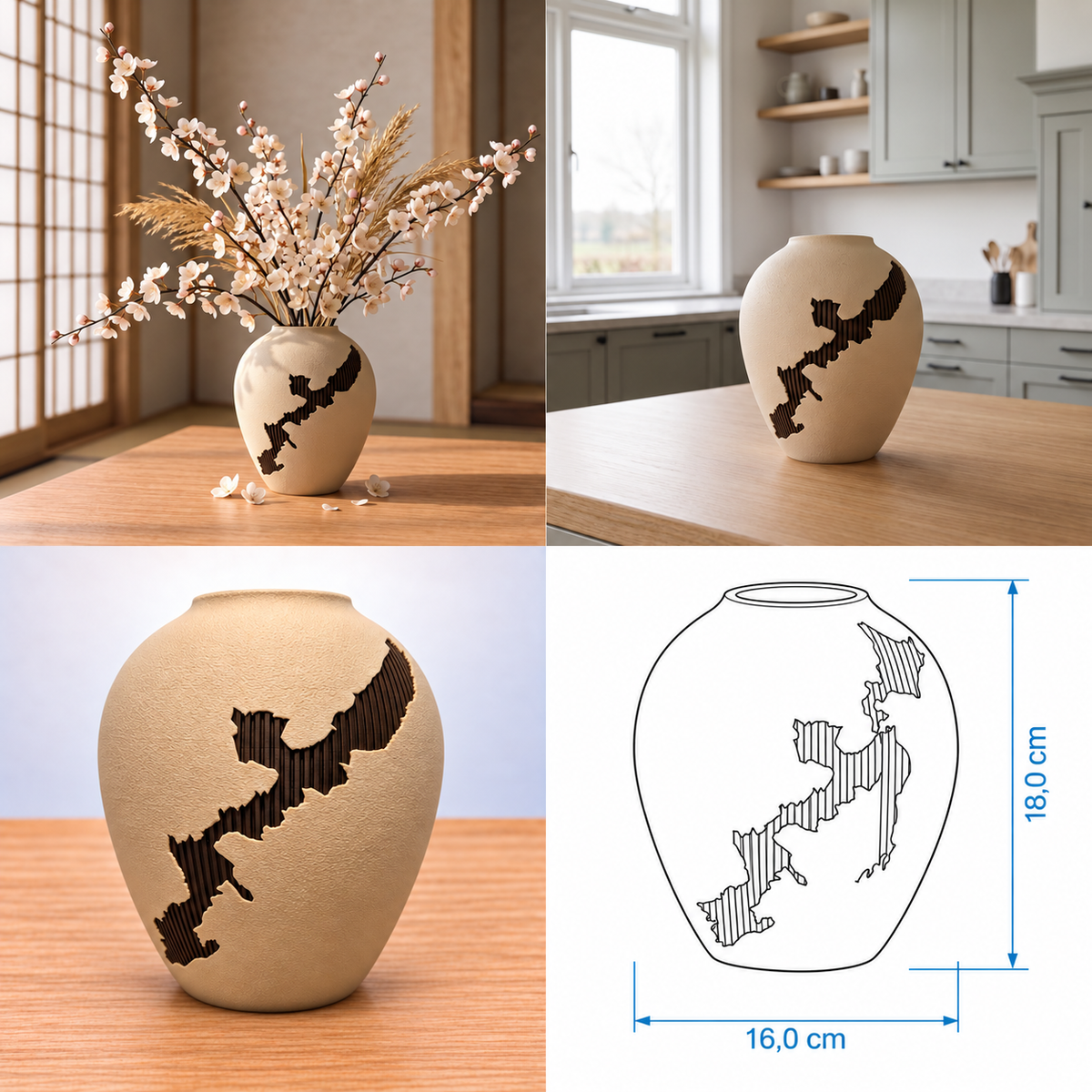 Kintsu Nihon Vaas – Japandi Vaas met Japan-motief | Crafted3D