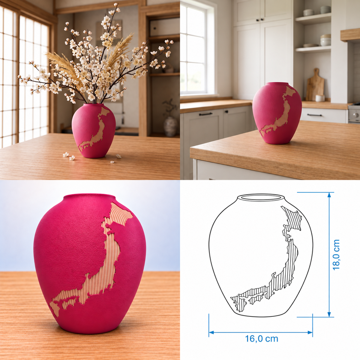 Kintsu Nihon Vaas – Japandi Vaas met Japan-motief | Crafted3D