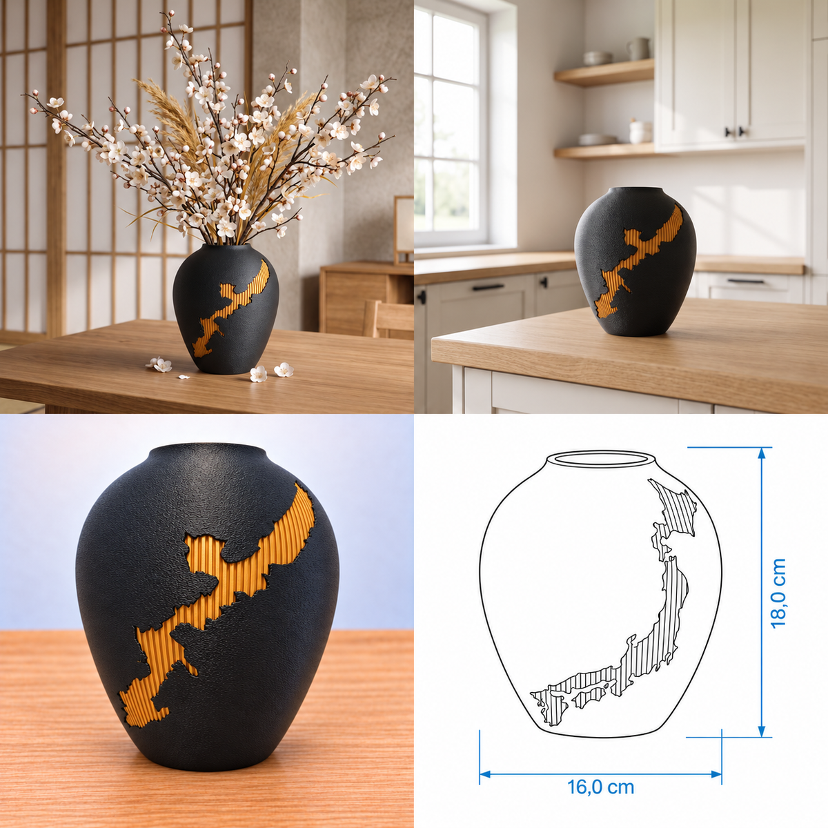 Kintsu Nihon Vaas – Japandi Vaas met Japan-motief | Crafted3D