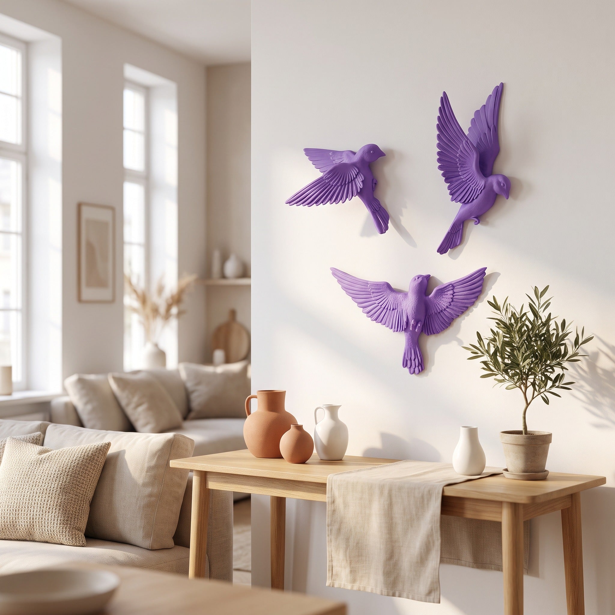 Wandbord vogelset van 3