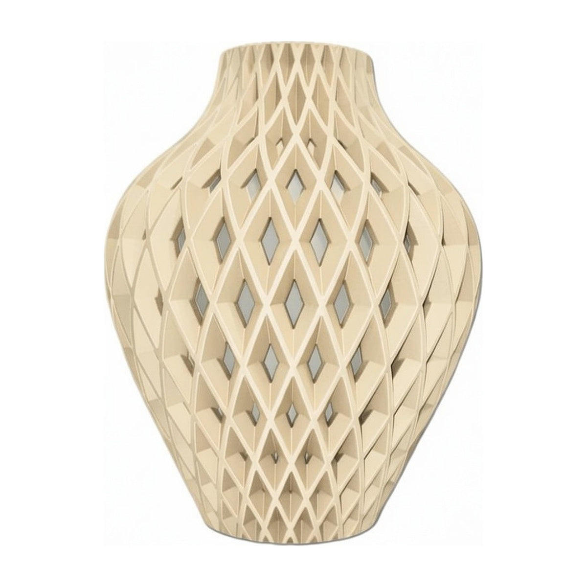 Diamora vaas in Desert Tan – 3D-geprinte designvaas met diamantpatroon