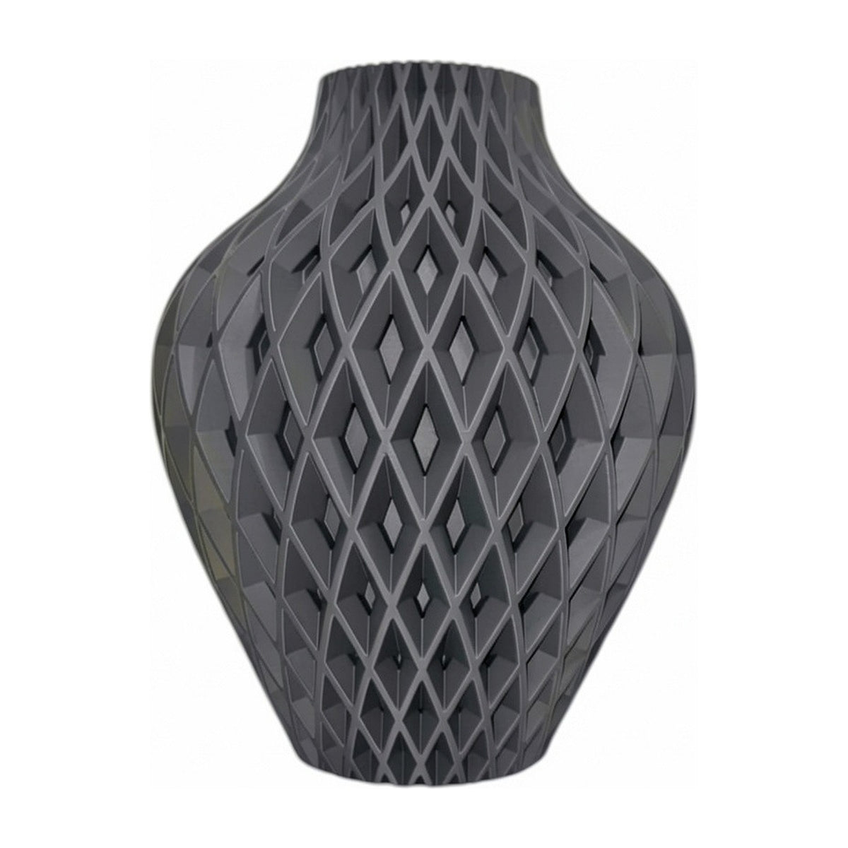 Diamora vaas in Graphite Stone – 3D-geprinte designvaas met diamantpatroon