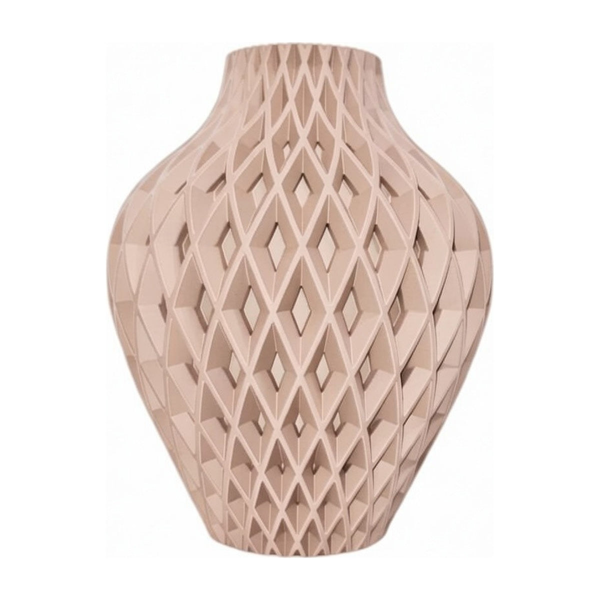 Diamora vaas in Mocha Dune – 3D-geprinte designvaas met diamantpatroon