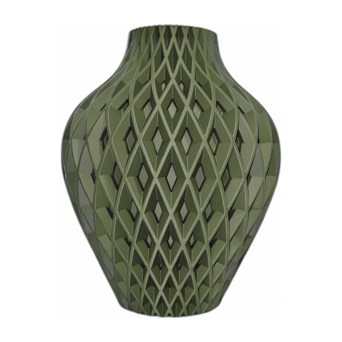 Diamora vaas in Nordic Olive – 3D-geprinte designvaas met diamantpatroon