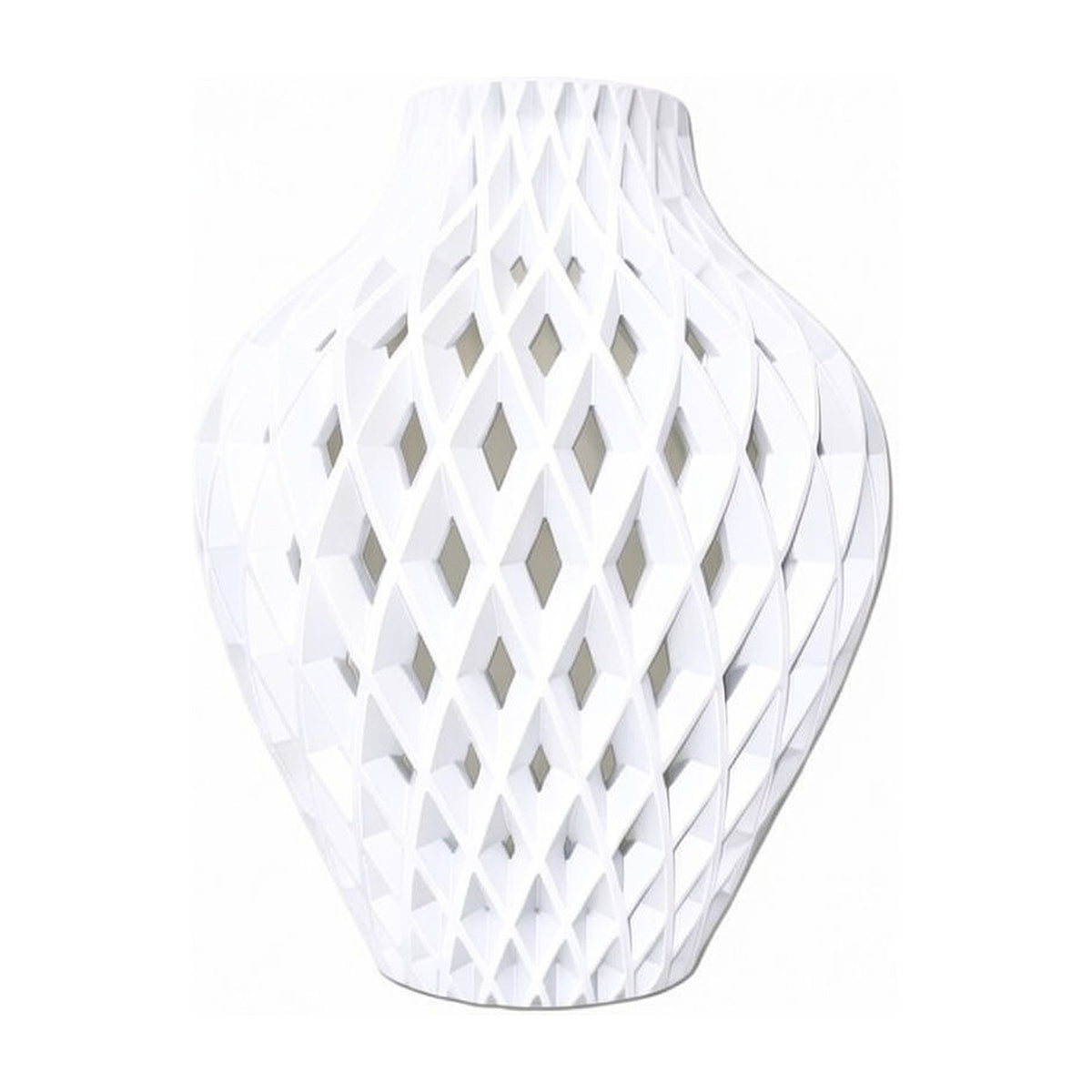 Diamora vaas in Pure Ivory – 3D-geprinte designvaas met diamantpatroon