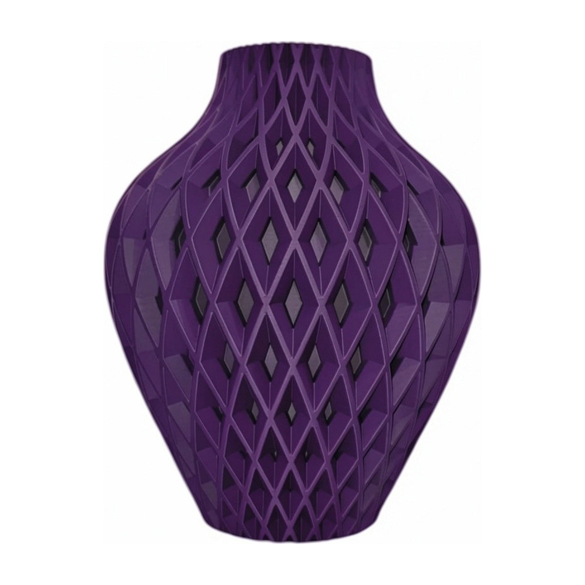Diamora vaas in Royal Aubergine – 3D-geprinte designvaas met diamantpatroon