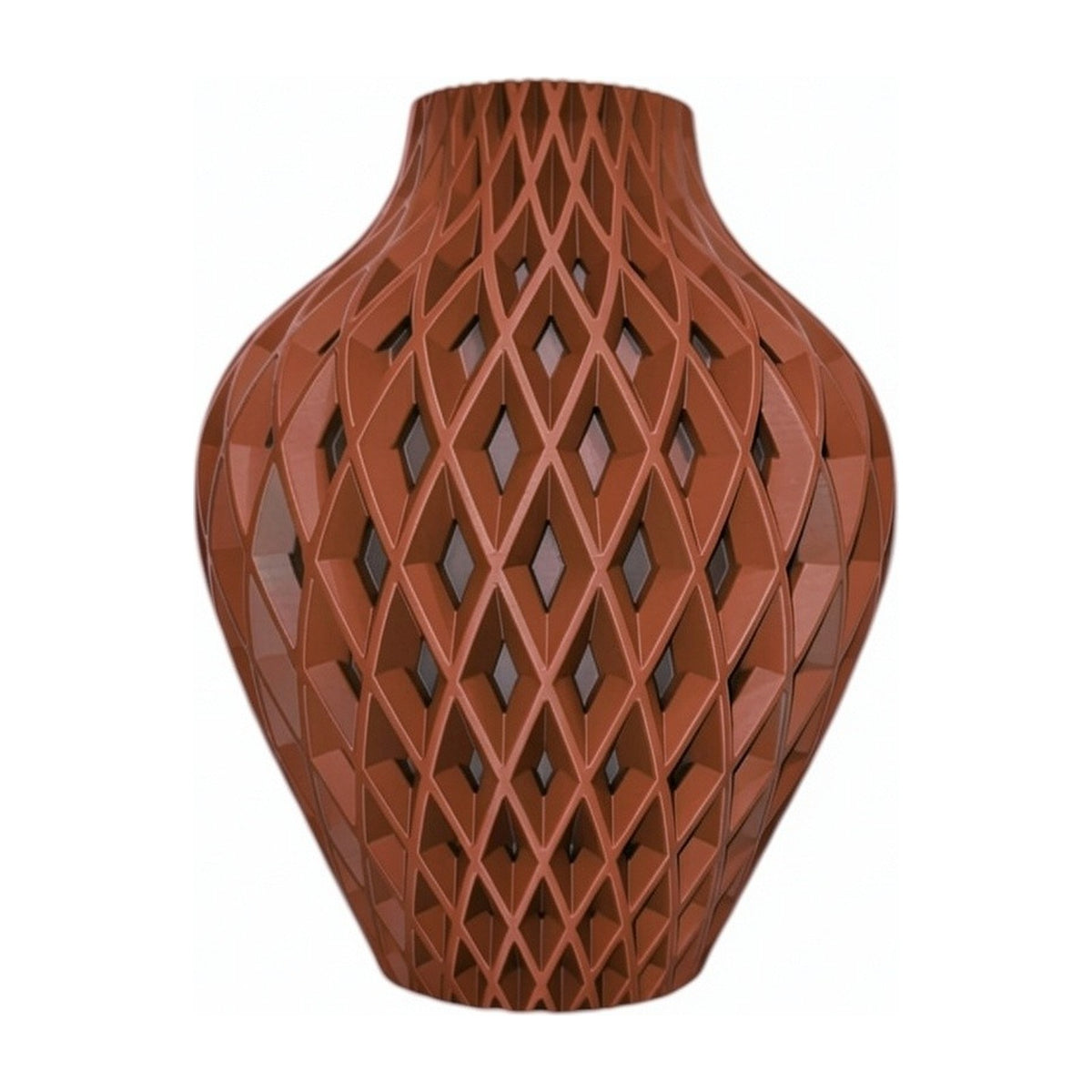 Diamora vaas in Terra Ember – 3D-geprinte designvaas met diamantpatroon