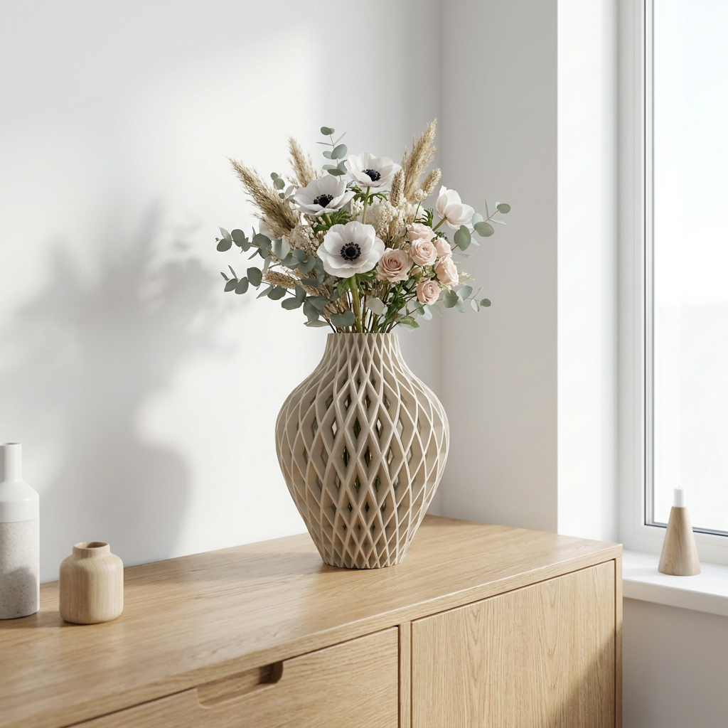 Diamora Vaas — Luxe Design Vaas met Diamantpatroon