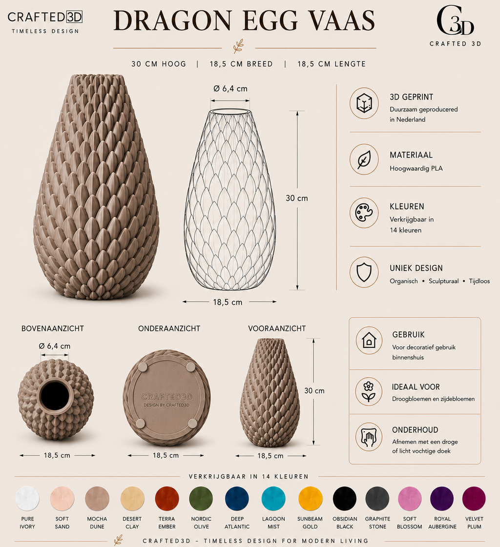 Dragon Egg Vaas — Exclusieve Design Vaas & Moderne Eyecatcher
