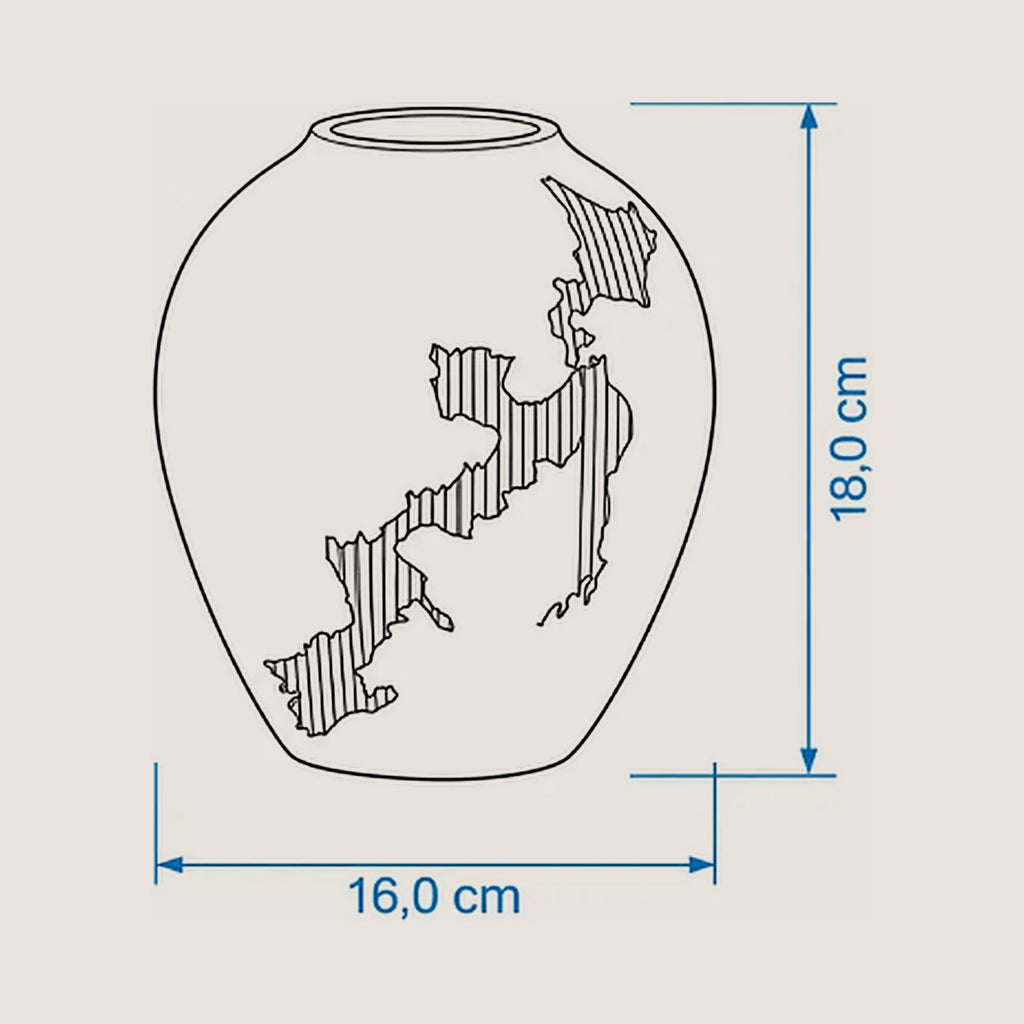 Maattekening Kintsu Nihon vaas 18 cm hoog en 16 cm breed