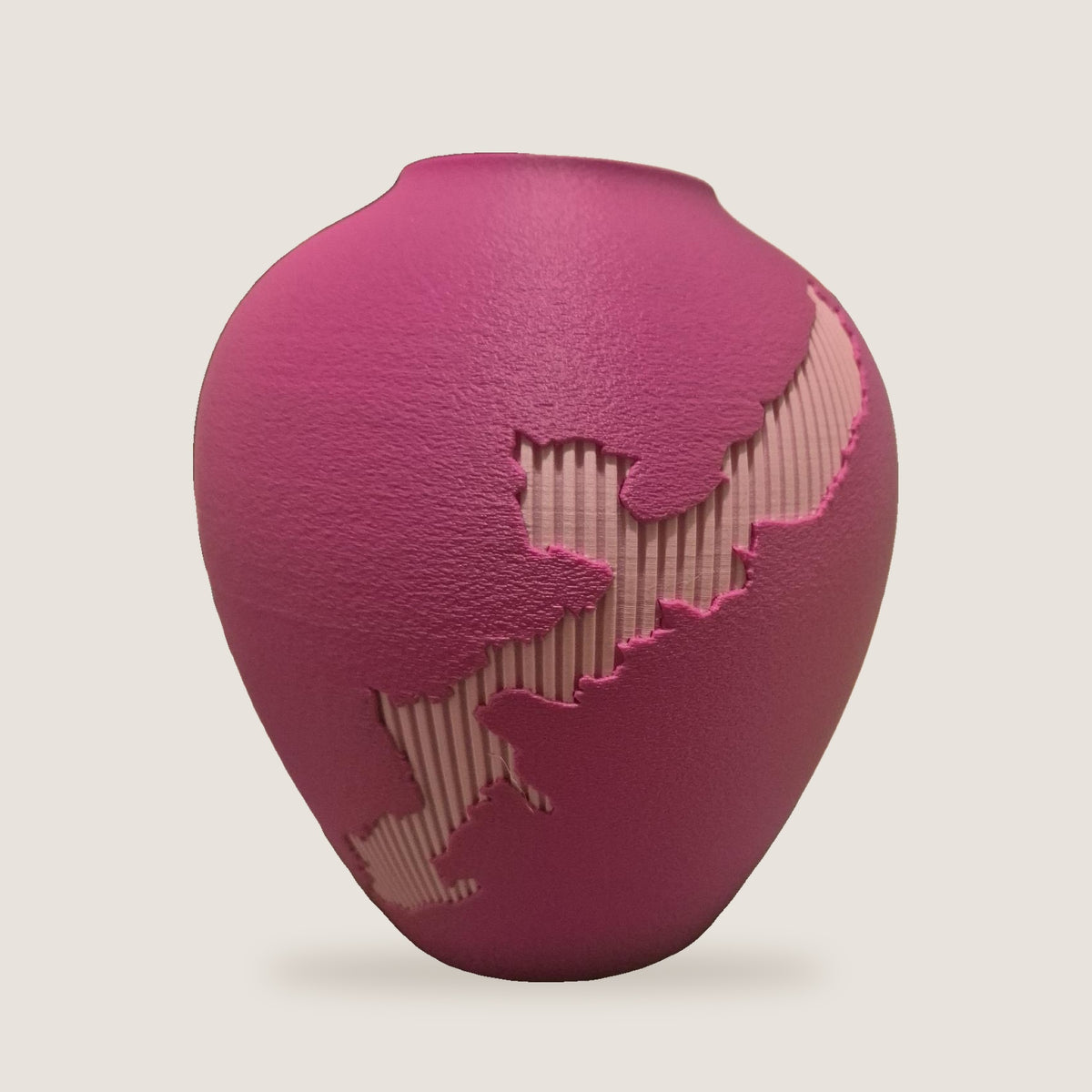 Kintsu Nihon kintsugi vaas magenta met sakura roze eiland