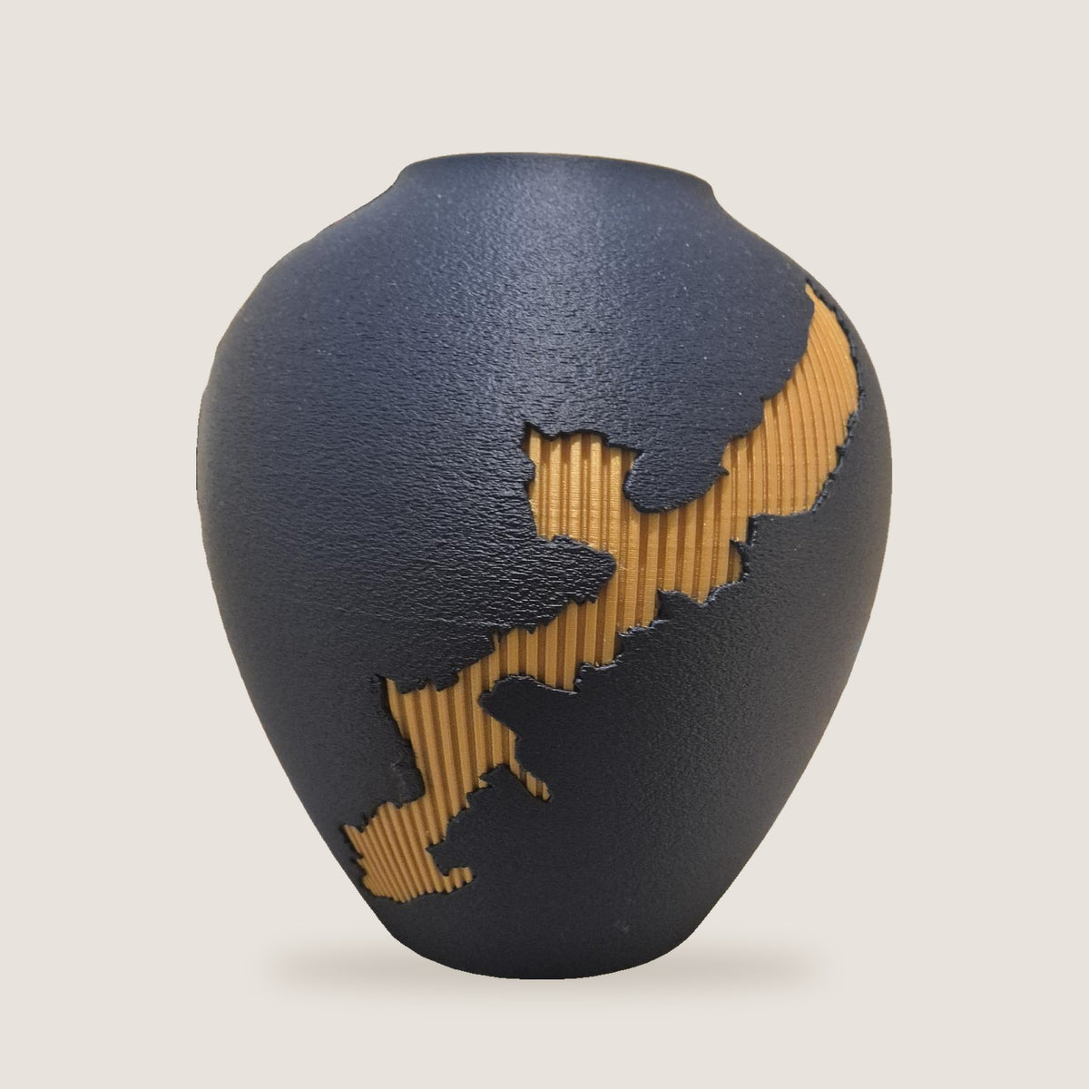 Kintsu Nihon kintsugi vaas blauw met gouden eiland Okinawa