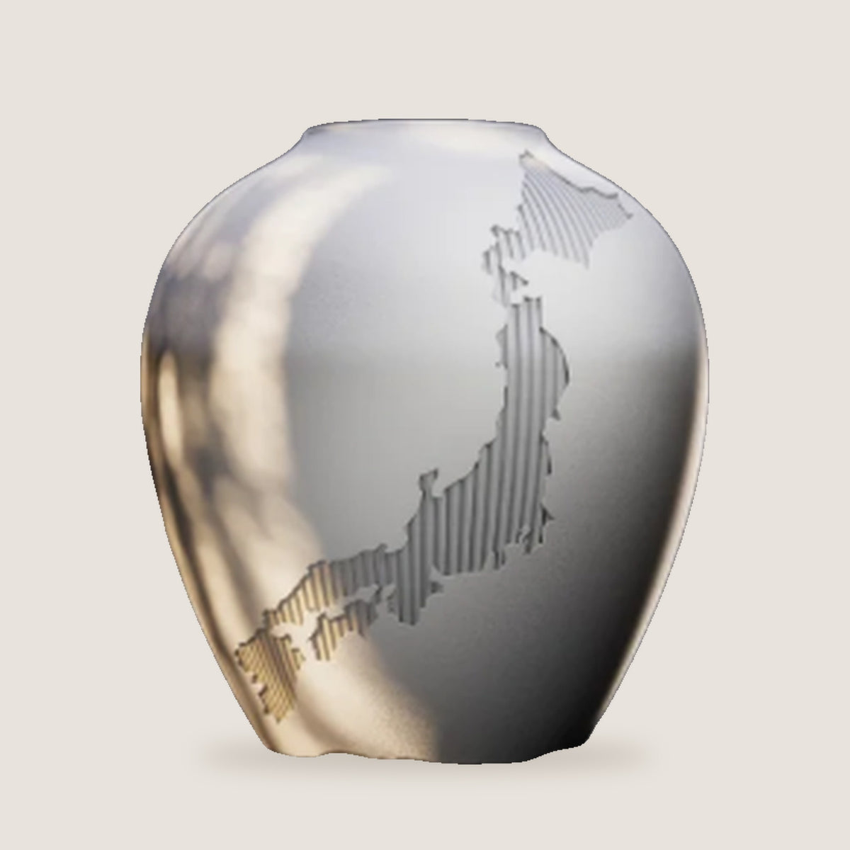 Kintsu Nihon kintsugi vaas wit met grijs eiland Japan