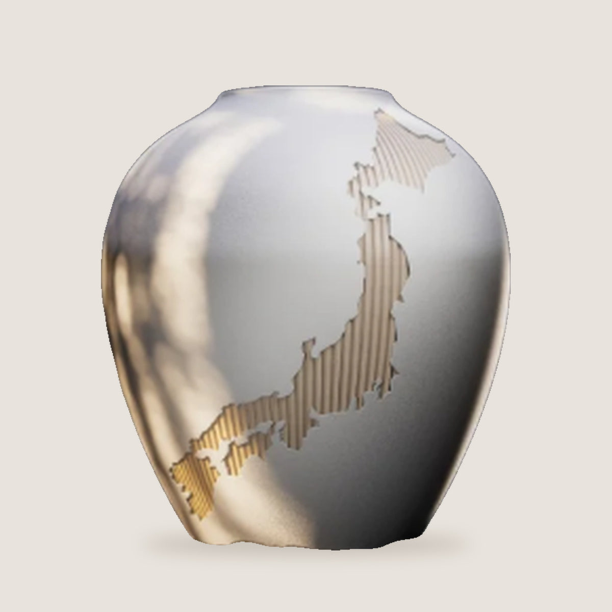 Kintsu Nihon kintsugi vaas wit met zandbruin eiland Japan