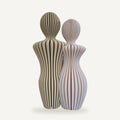Koppelbeeldje man en vrouw in Desert Elegance, Desert Tan en Rose Sand, geribbeld 3D-geprint beeldje van Crafted3D