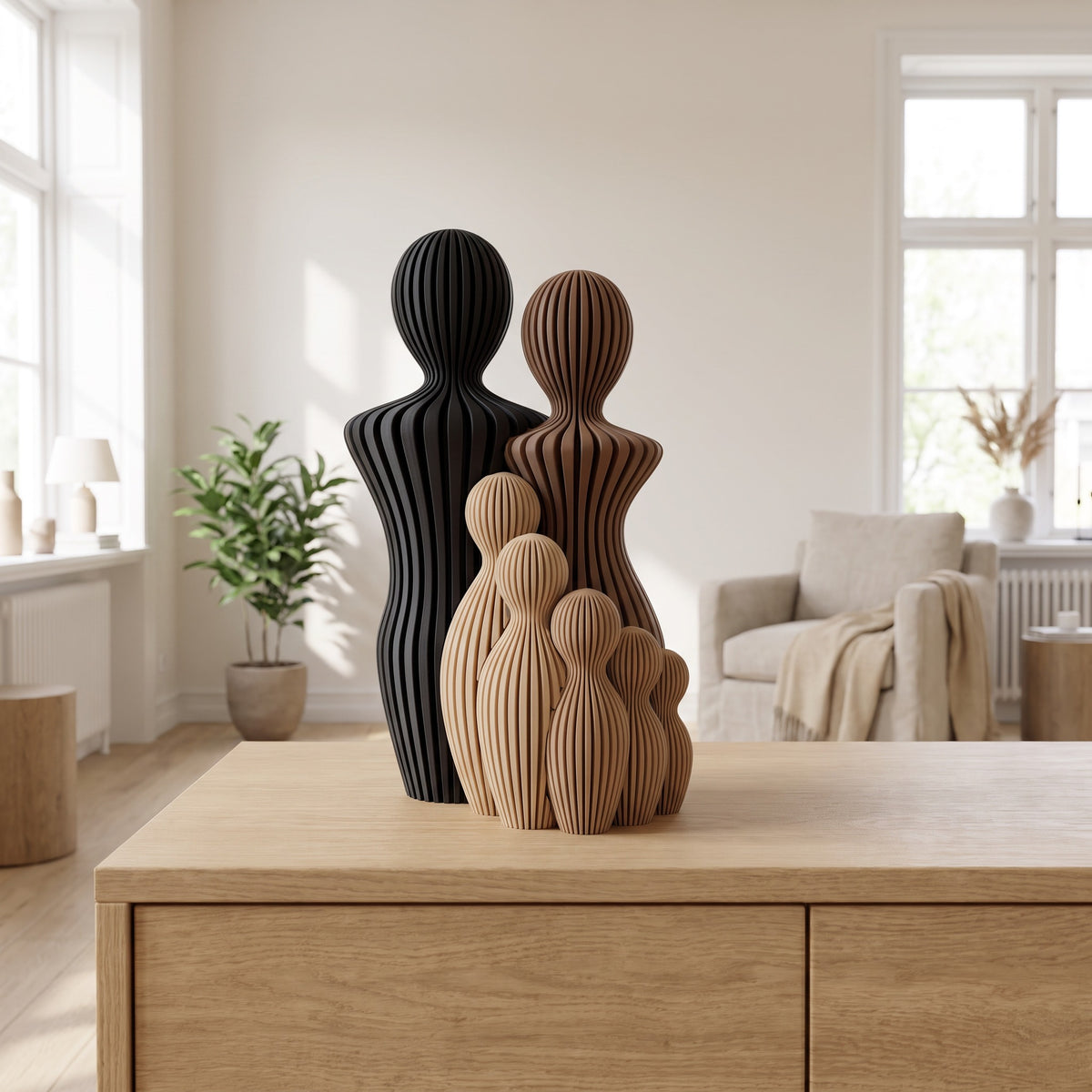 Familie beeldjes gezin met kinderen Modern Contrast