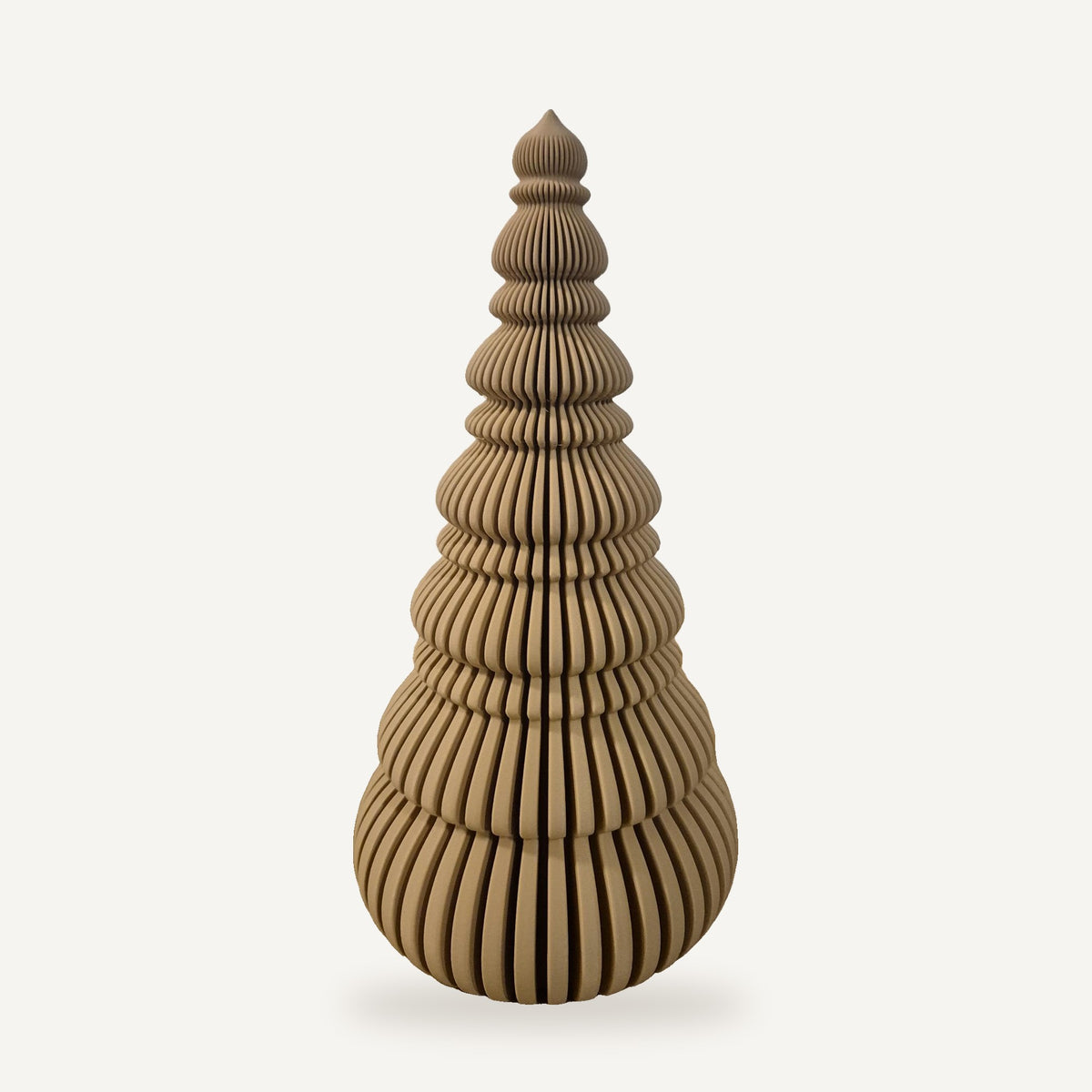 Nordic Kerstboom 18 cm in Mocha Dune, geribbelde Scandinavische kerstdecoratie van Crafted3D