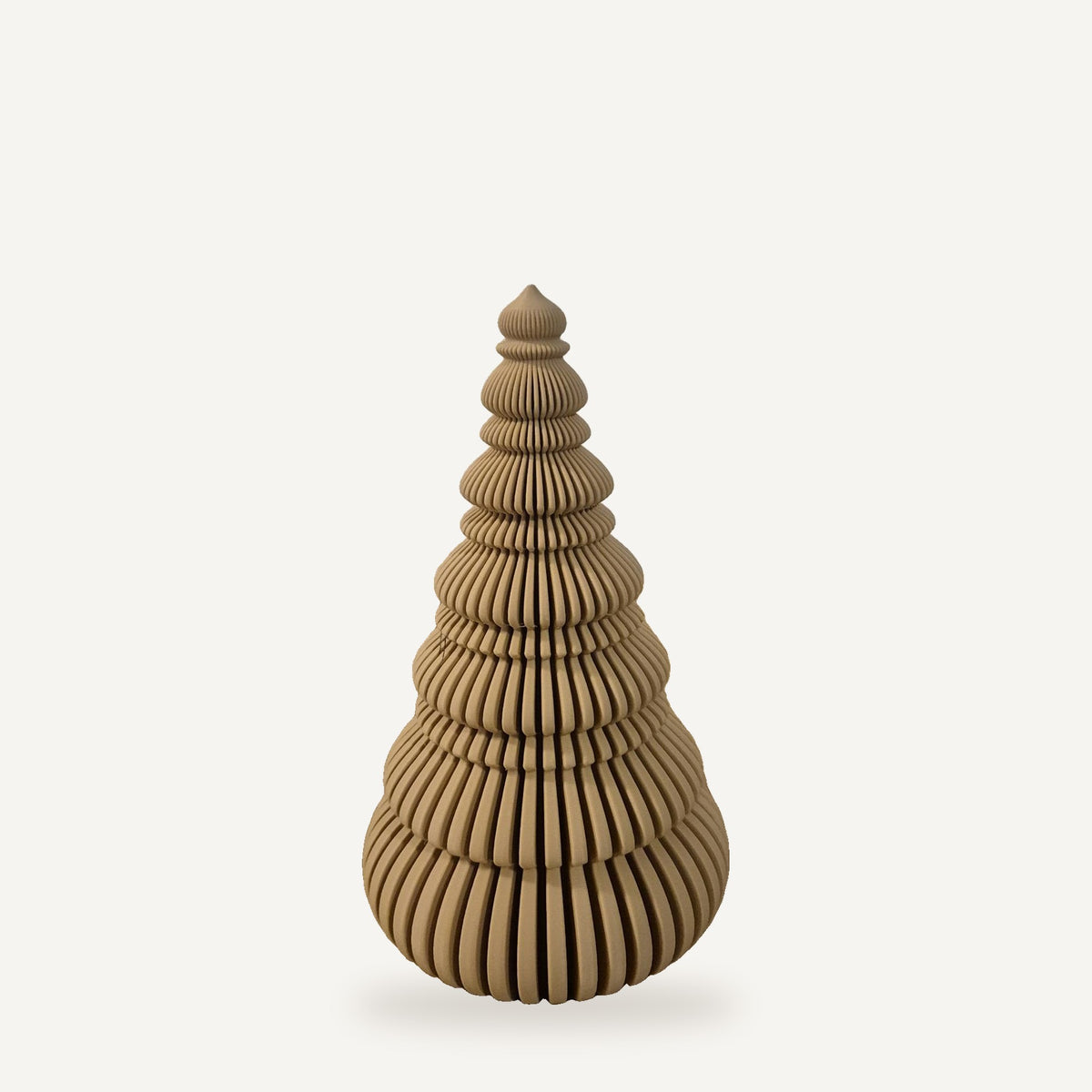 Nordic Kerstboom 14 cm in Mocha Dune, geribbelde Scandinavische kerstdecoratie van Crafted3D
