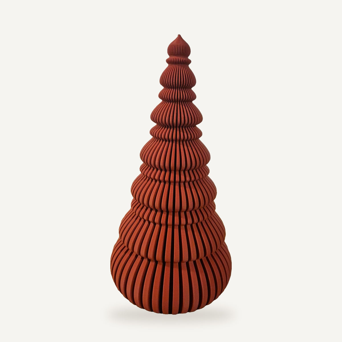 Nordic Kerstboom 18 cm in Rood, geribbelde Scandinavische kerstdecoratie van Crafted3D