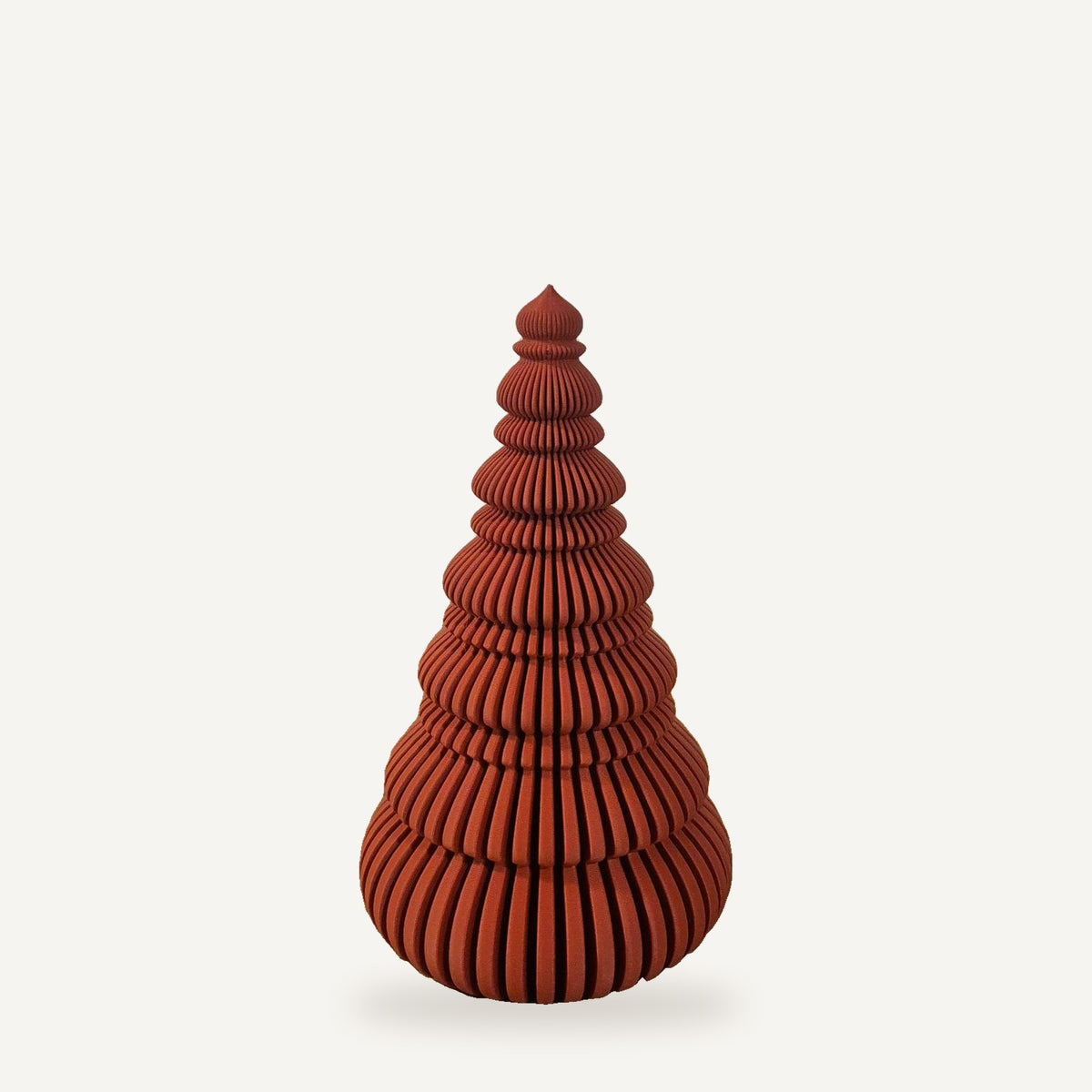 Nordic Kerstboom 14 cm in Rood, geribbelde Scandinavische kerstdecoratie van Crafted3D