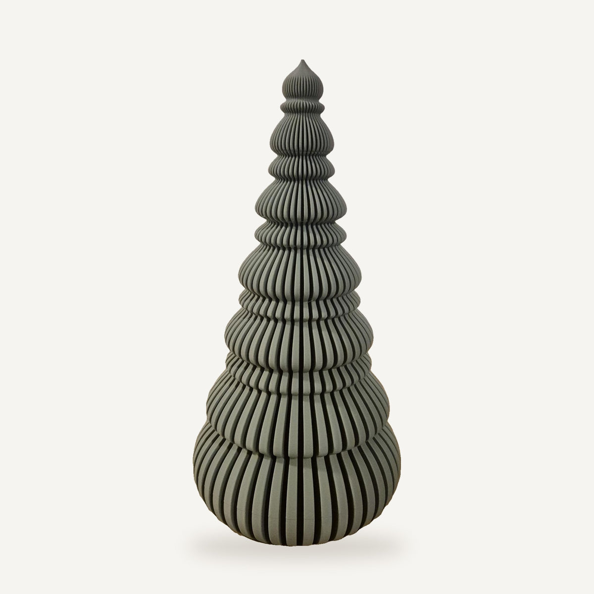 Nordic Kerstboom 18 cm in Sage Stone, geribbelde Scandinavische kerstdecoratie van Crafted3D
