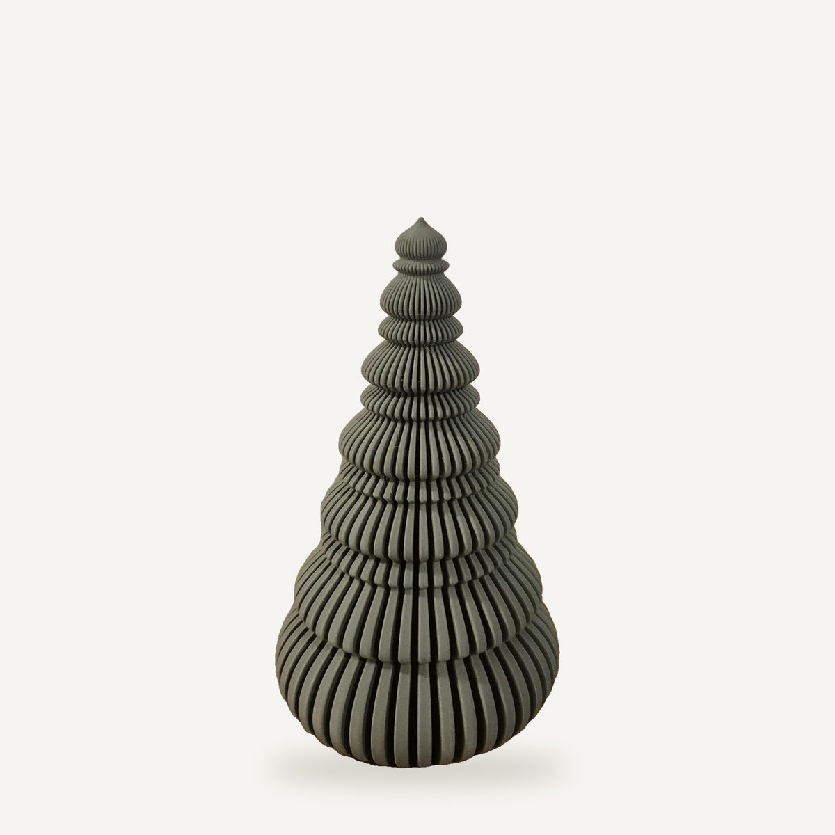 Nordic Kerstboom 14 cm in Sage Stone, geribbelde Scandinavische kerstdecoratie van Crafted3D