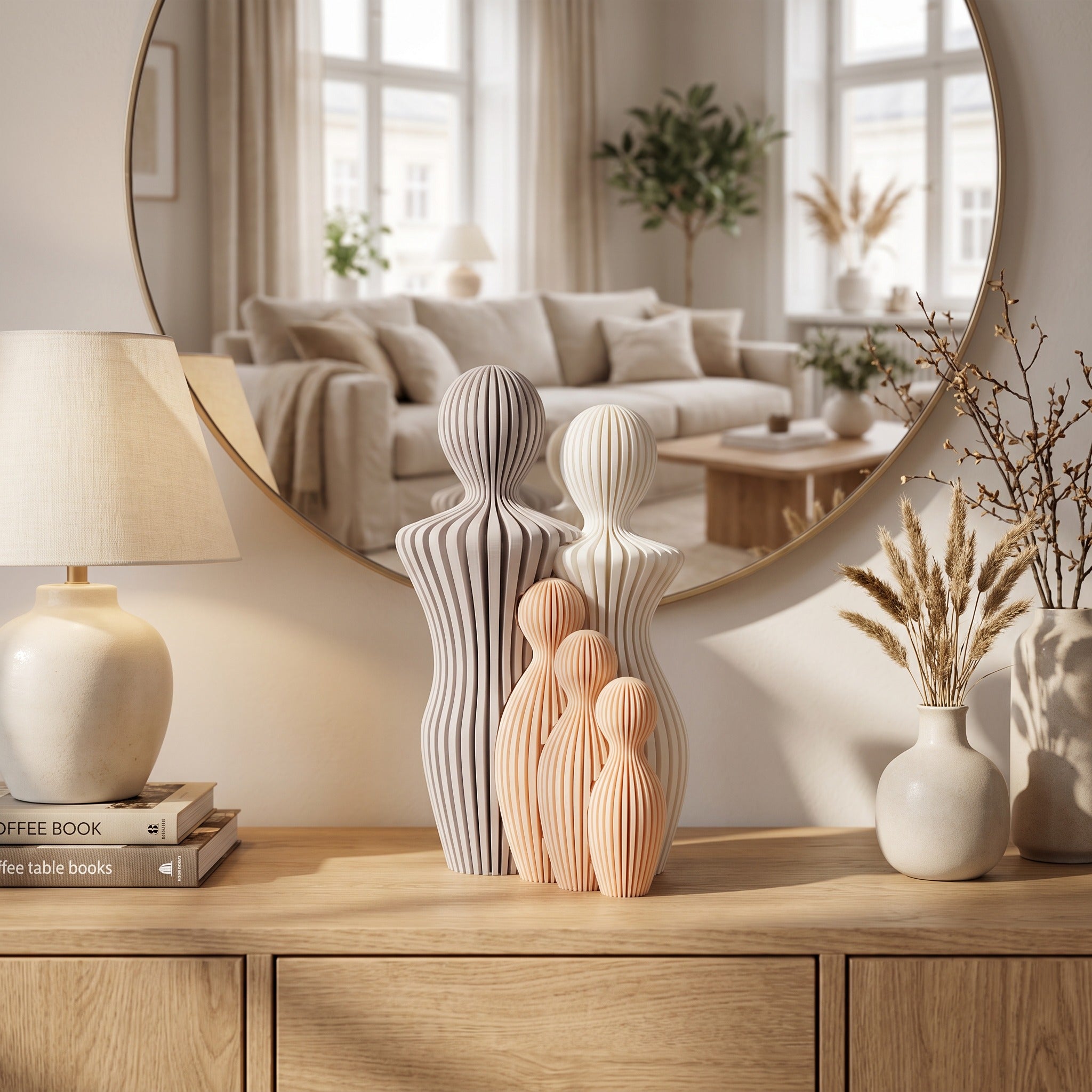 Familie beeldjes gezin met kinderen Scandinavian White