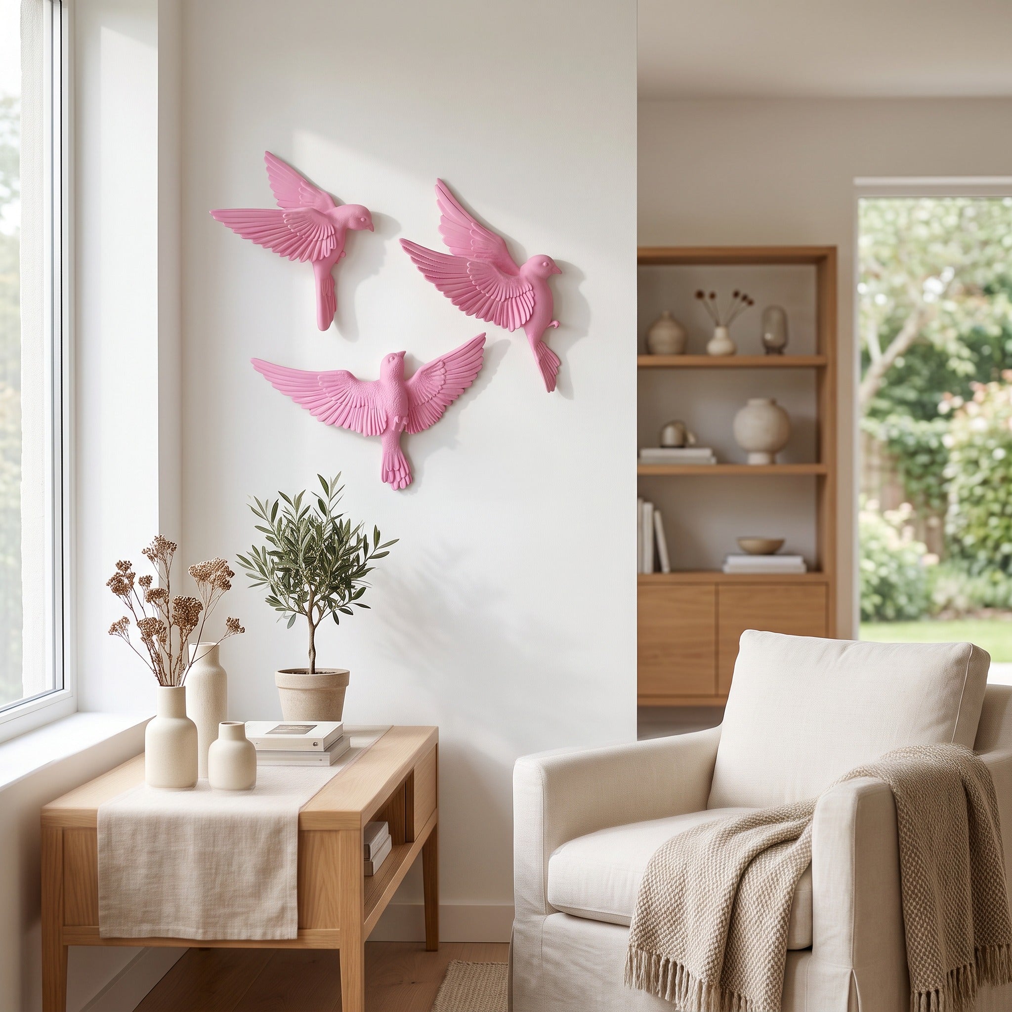 Wandbord vogelset van 3