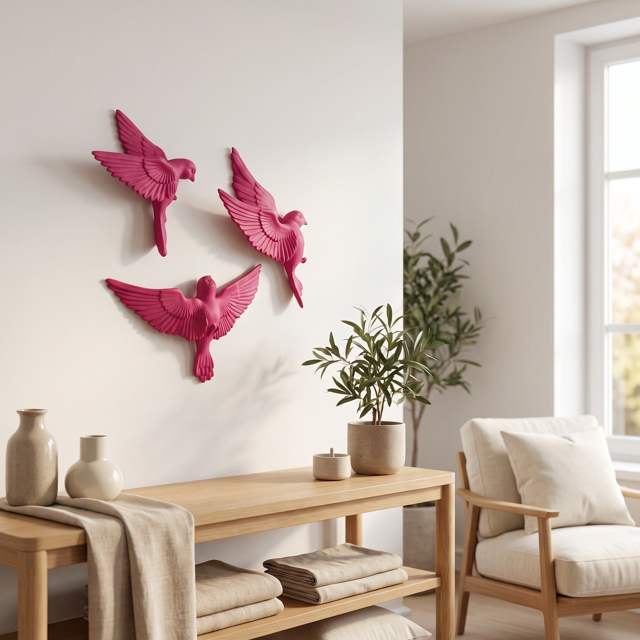 Wandbord vogelset van 3
