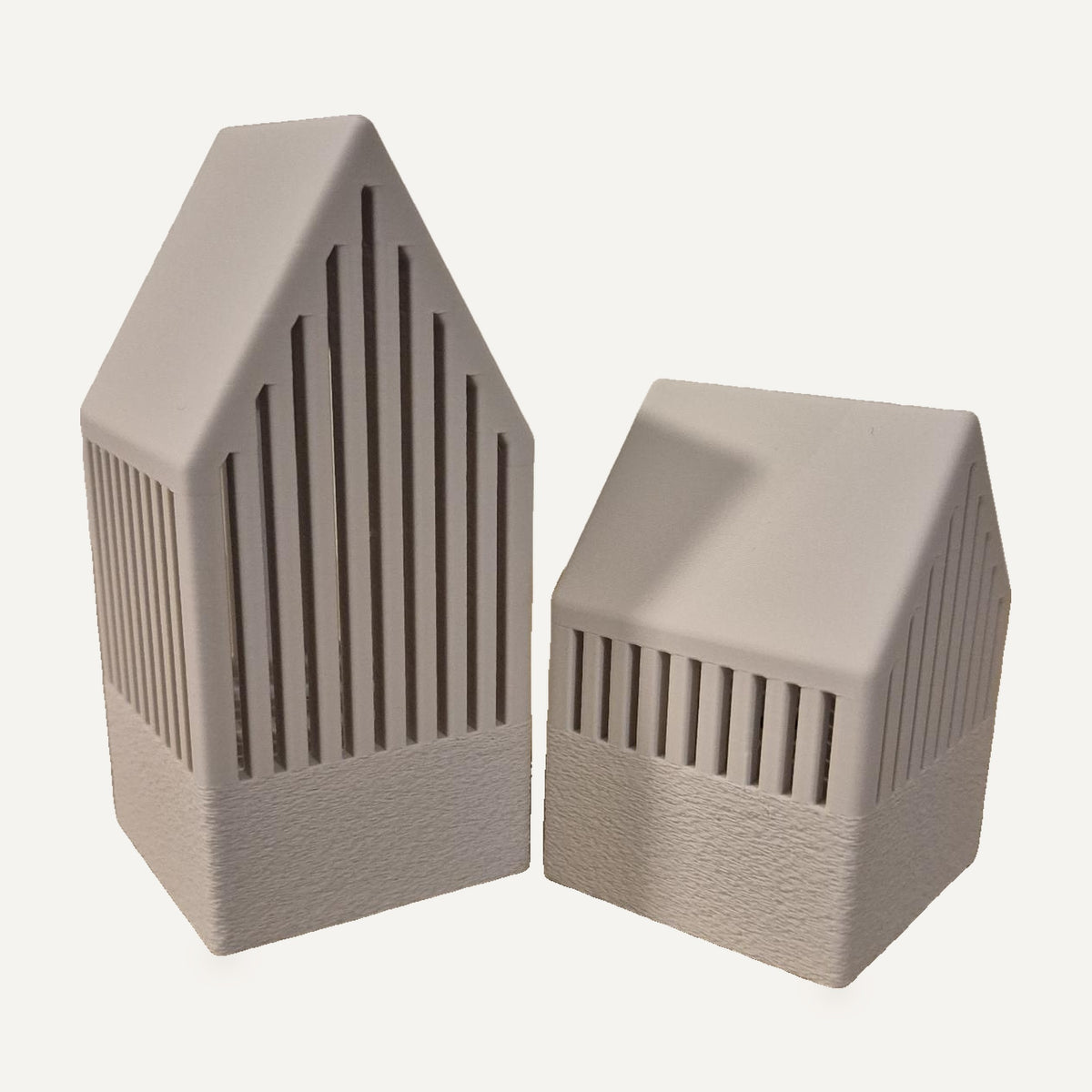 Sfeerhuisje voor ledverlichting in Bone White – set klein en groot