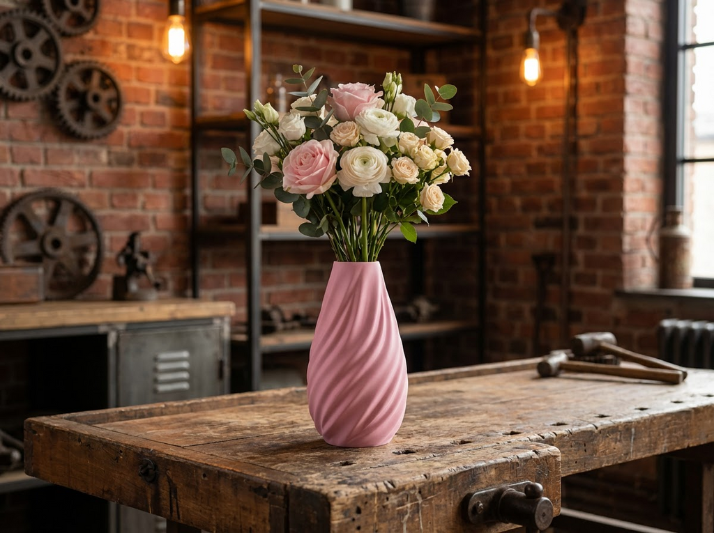 Spiraal vaas  roze