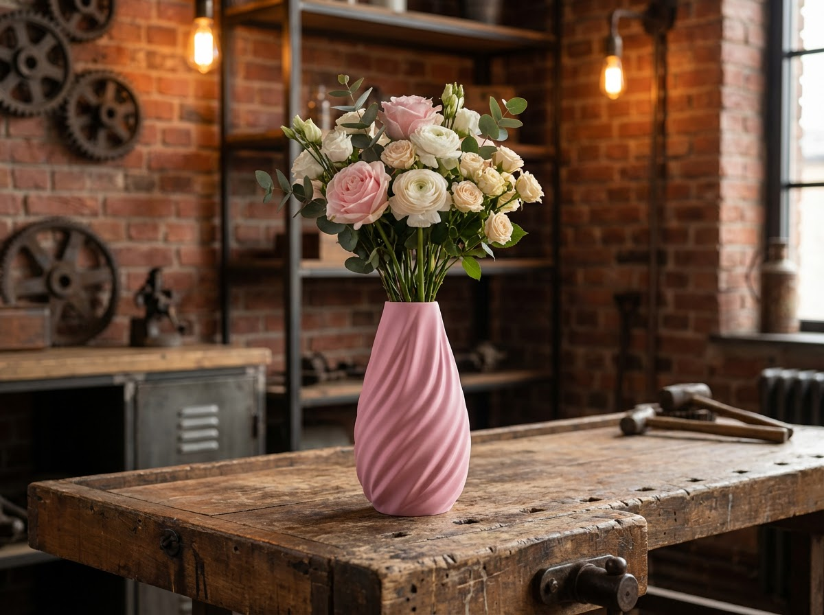 Spiraal vaas  roze