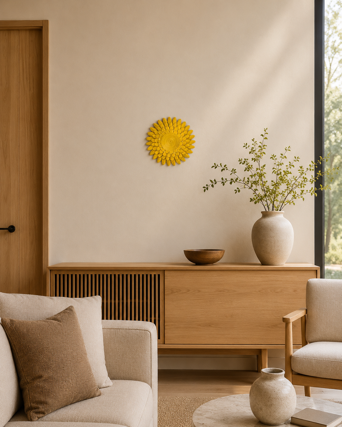 Zonnebloem Wanddecoratie 25 cm — Moderne Eyecatcher voor je Interieur